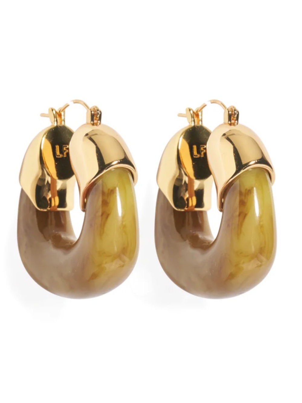 Lizzie Fortunato Organic Hoops Mocha Gold Plated Resin Earrings